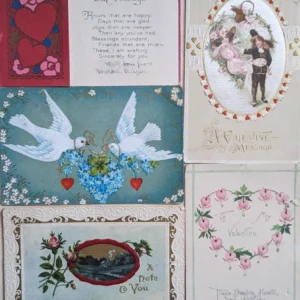 set mit 5 antiken valentinstagspostkarten