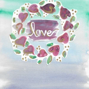 Original Aquarell Collage – Liebeskranz