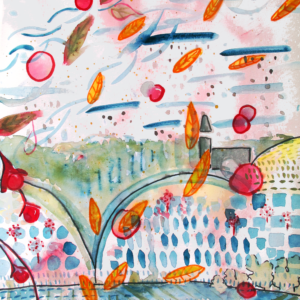 Fine Art Print eines Original-Aquarells Jahreszeiten über dem Teck